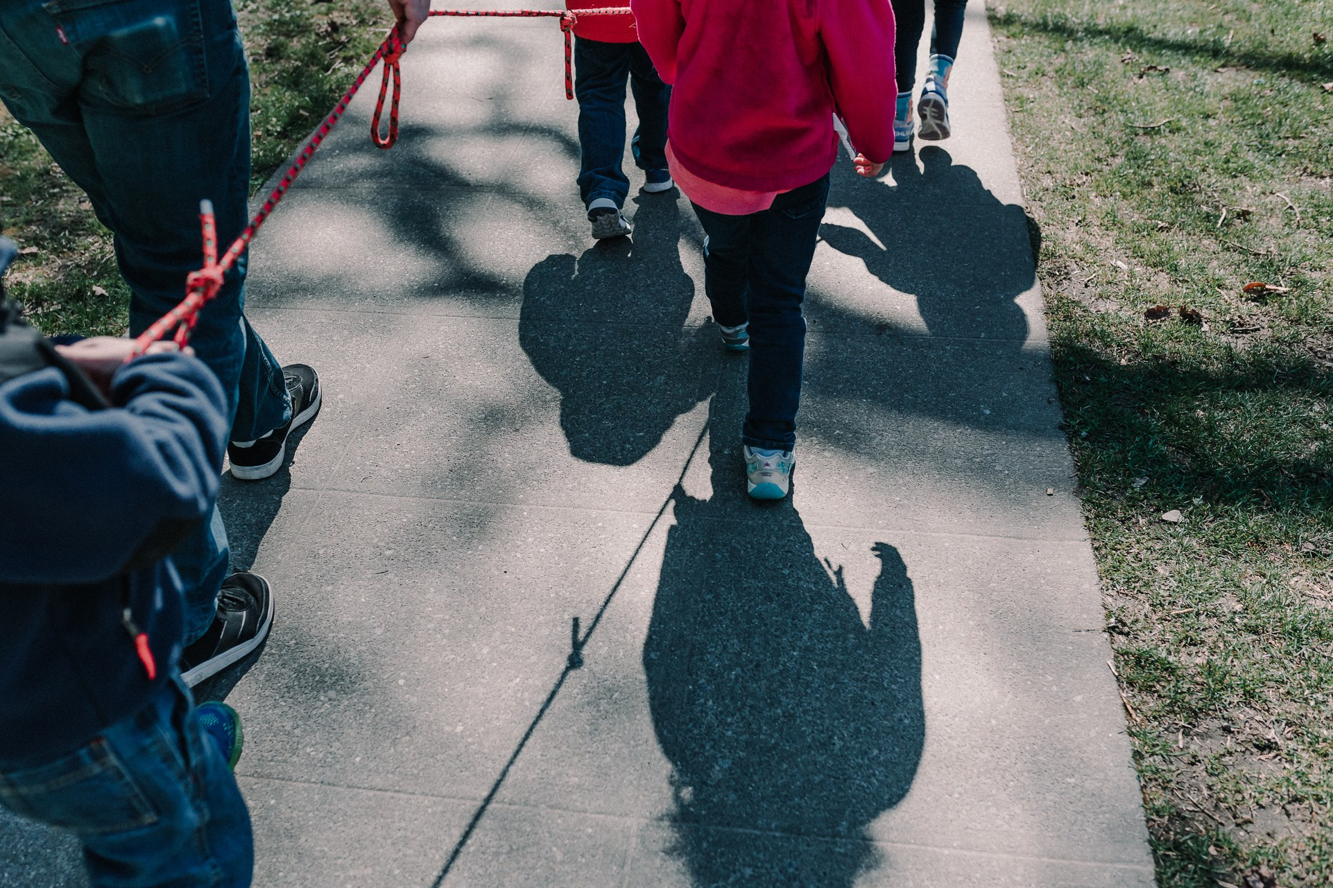 University-Ravenna Cooperative Preschool : Walking outside using a child safety walking rope